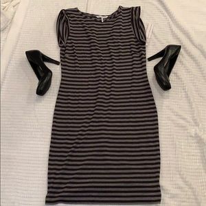 Black grey striped dress